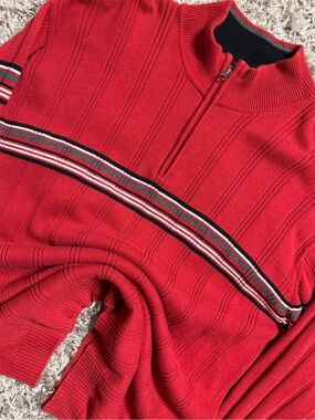 2000s Xg Striped Quarter Zip Sweater